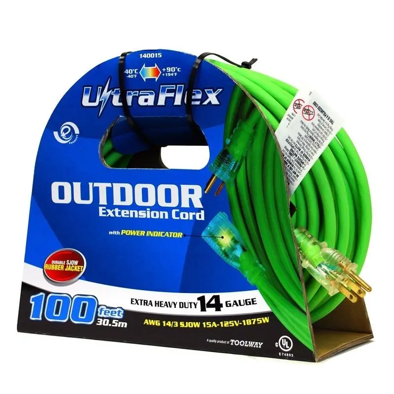 Toolway Sjow 14/3 Gauge 1-Outlet Weather-Resistant Extension Cord 1