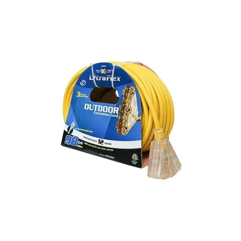 Toolway Sjtw 12/3 Gauge 3-Outlet Heavy-Duty Extension Cord 1