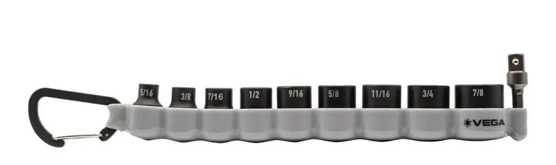 Vega 216M10Cb 3/8 In Drive Metric Impact Socket Set – 10-Piece With Carabiner Carry Case 1