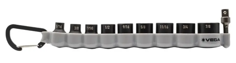 Vega 216Sa10Cb 3/8 In Drive Sae Impact Socket Set – 10-Piece With Carabiner Carry Case 1