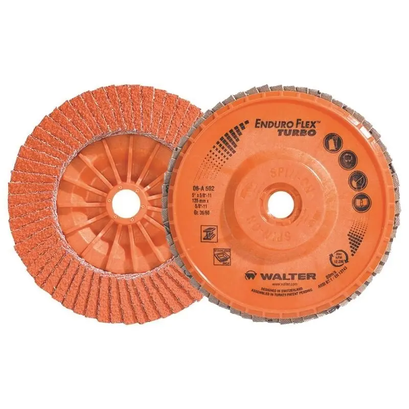 Walter Enduro-Flex 5" Turbo Blending Disc – Gr36/60, 5/8"-11 Arbor 1