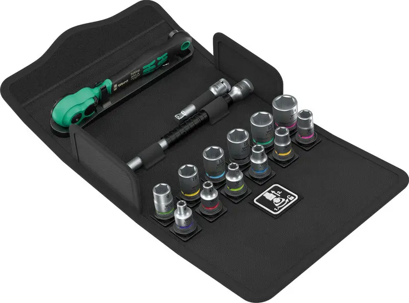 Wera 8100 Sa 13 Zyklop Comfort Ratchet Set – 1/4" Drive, 15-Piece Metric Kit 1