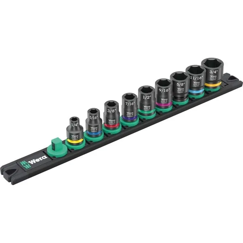 Wera 9608 Magnetic Rail B Impaktor Imperial Set – 9-Piece Impact-Ready Tool Organization System 1