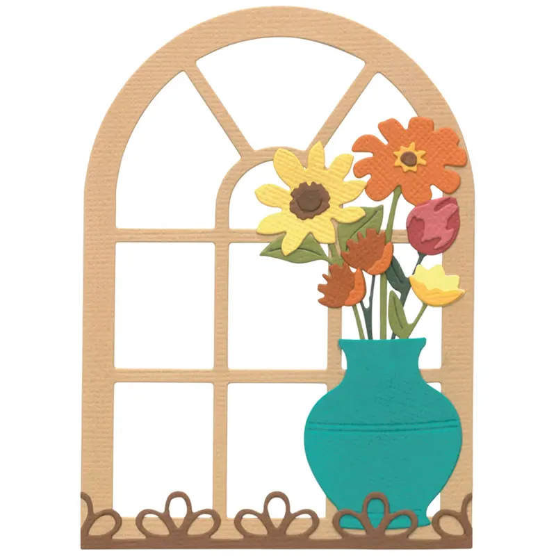 Windowsill Flowers And Vase Thinlits Die Set – Botanical Arrangement By Eileen Hull 1