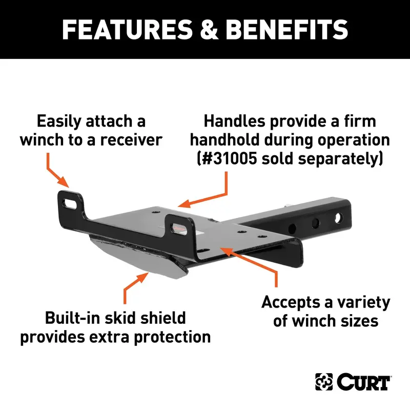 Curt 31010 Winch Mount Adapter For 2-Inch Trailer Hitch Receivers 1