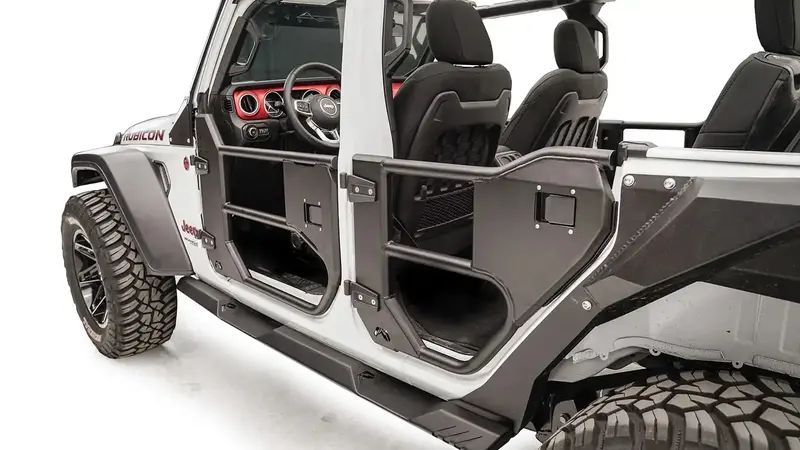 Fab Fours Half-Tube Front Doors — Matte Black Powder-Coated For Jeep Jl (Jl1032-1) 1