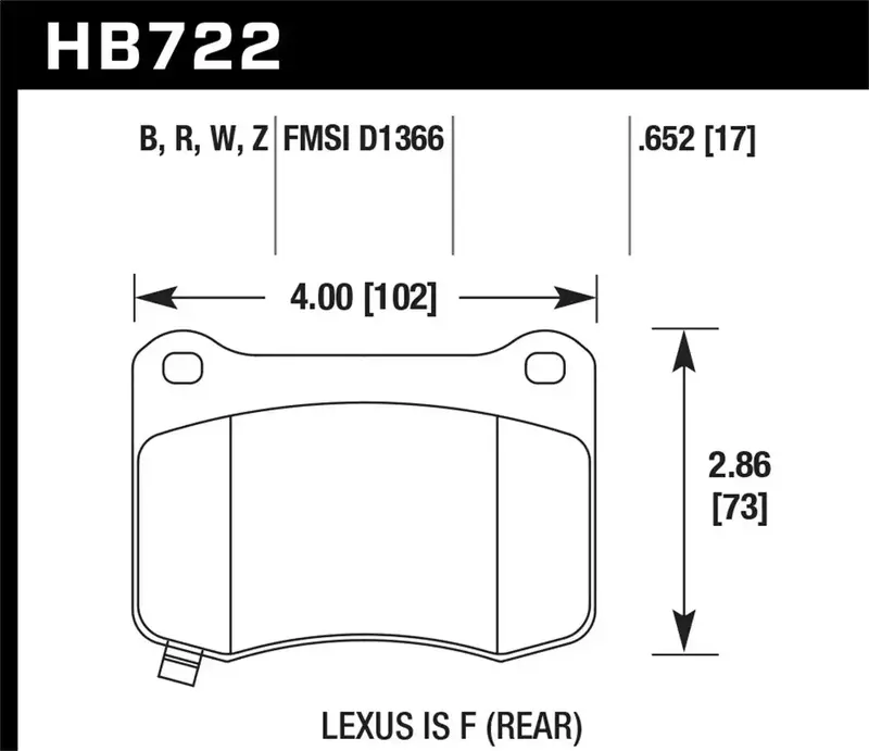 Hawk Performance Ceramic Brake Pads – Hb722Z Series, 0.652-Inch Thickness, Low-Dust, High-Torque Friction Compound 1