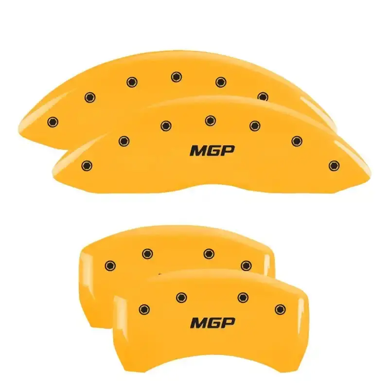 Mgp 2-Piece Engraved Caliper Cover Set – Kia Circle Logo, Yellow Finish With Black Char On 2018 Rio 1
