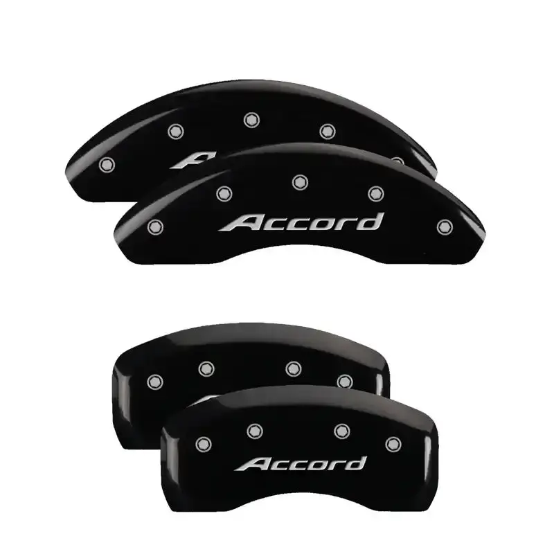 Mgp 4-Piece Engraved Caliper Cover Kit – Honda Front Logo & Rear H Emblem, Black Finish With Silver Chrome Trim 1