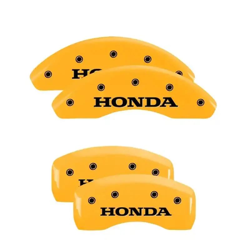Mgp Engraved Caliper Covers – Front (Pontiac Logo) & Rear (Arrow Design), Yellow On Black – Fits 2005 Bonneville 1