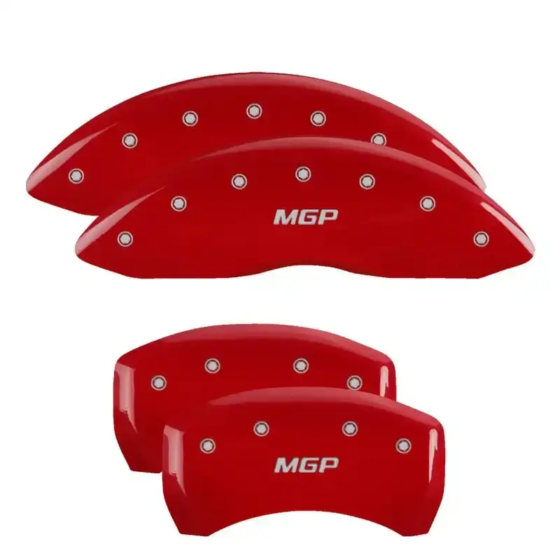Mgp Engraved Red-Anodized Brake Caliper Covers – Front And Rear Set (Silver-Chrome Finish) 1