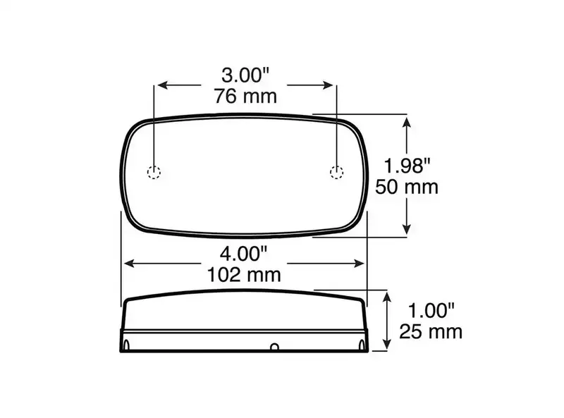Oval Red Led Clearance Light — Dot-Compliant Surface Mount 1