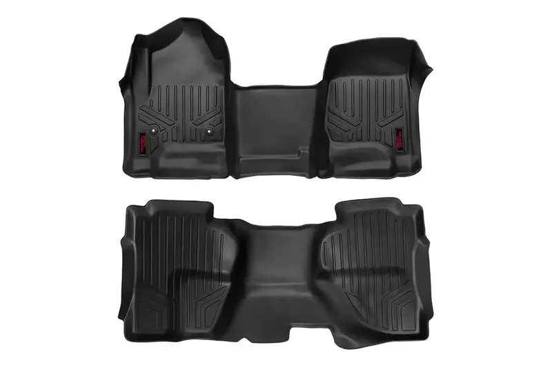 Rough Country M-21142 Heavy-Duty Vehicle Floor Mats – Front, Rear, And Console (3-Piece Set) 1